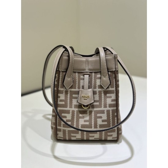 Premium Replica Fendi Origami Mini Jacquard Tote Bag Brown Clone