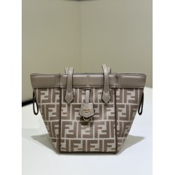 Premium Replica Fendi Origami Mini Jacquard Tote Bag Brown Clone