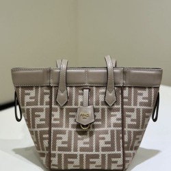 Premium Replica Fendi Origami Mini Jacquard Tote Bag Brown Clone