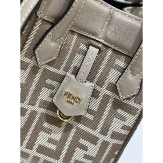 Premium Replica Fendi Origami Mini Jacquard Tote Bag Brown Clone