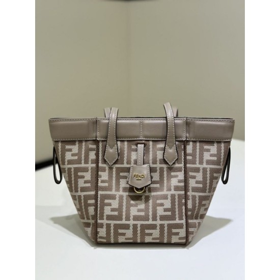 Premium Replica Fendi Origami Mini Jacquard Tote Bag Brown Clone