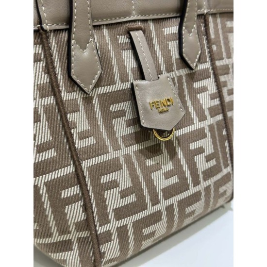 Premium Replica Fendi Origami Mini Jacquard Tote Bag Brown Clone