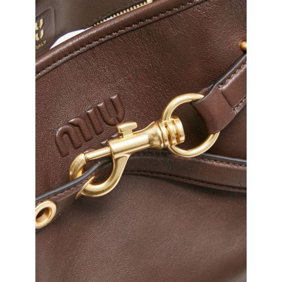 Premium Replica Miu Miu Aventure Nappa Bucket Crossbody Bag Coffee Clone