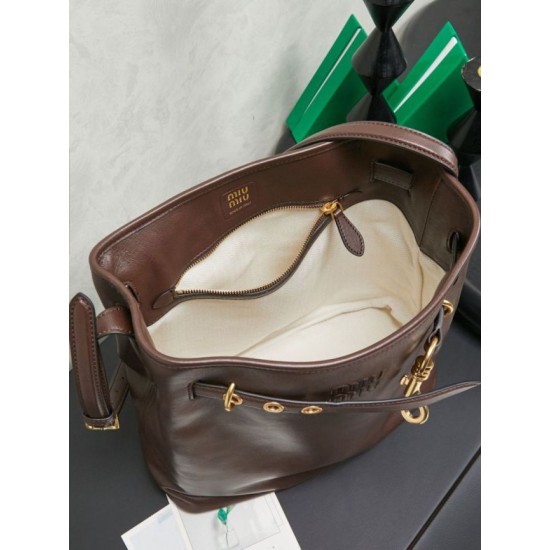 Premium Replica Miu Miu Aventure Nappa Bucket Crossbody Bag Coffee Clone