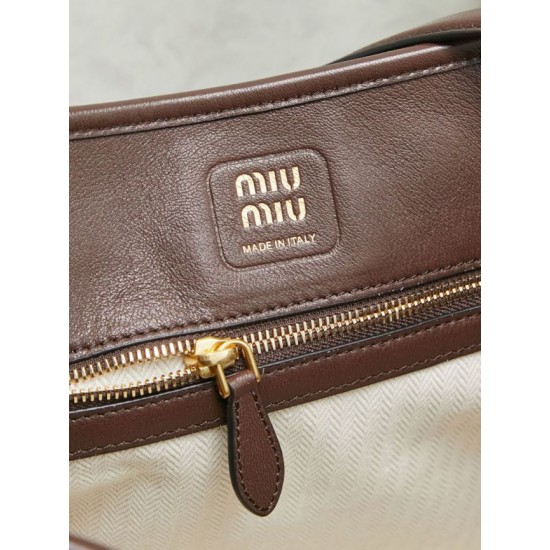 Premium Replica Miu Miu Aventure Nappa Bucket Crossbody Bag Coffee Clone