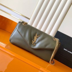 Premium Replica YSL Saint Laurent Calypso Medium Shoulder Bag Moss Clone