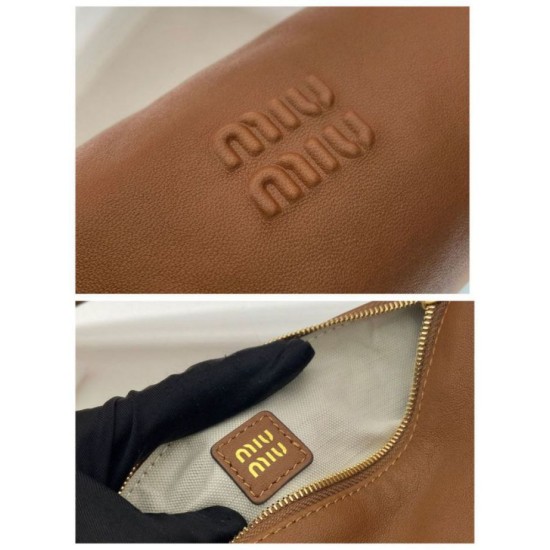 AAAA Fake Miu Miu Compact Nappa Clutch 5NE851 Brown Inspired Knockoff Premium Replica Miu Miu Compact Nappa Clutch 5NE851 Brown Clone