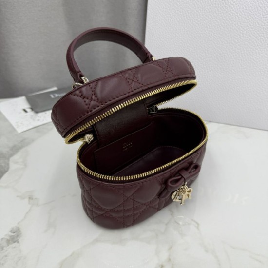 AAAA Fake Dior Lady Dior Micro Washbag Bordeaux Inspired Knockoff Premium Replica Dior Lady Dior Micro Washbag Bordeaux Clone