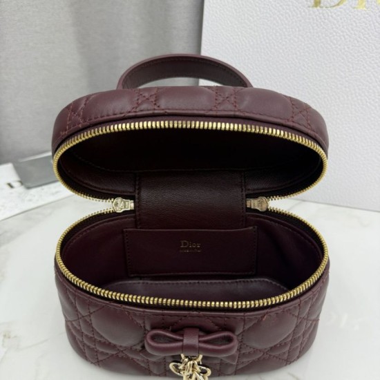 AAAA Fake Dior Lady Dior Micro Washbag Bordeaux Inspired Knockoff Premium Replica Dior Lady Dior Micro Washbag Bordeaux Clone