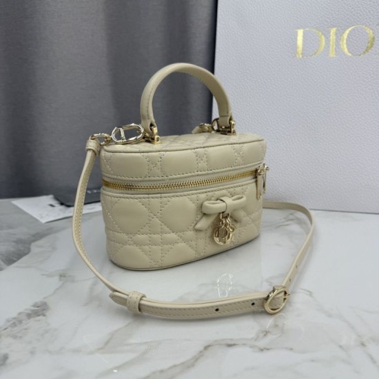 AAAA Fake Dior Lady Dior Micro Washbag Apricot Inspired Knockoff Premium Replica Dior Lady Dior Micro Washbag Apricot Clone