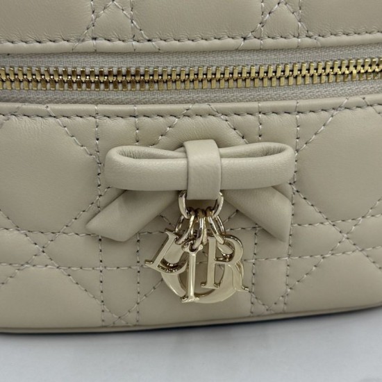 AAAA Fake Dior Lady Dior Micro Washbag Apricot Inspired Knockoff Premium Replica Dior Lady Dior Micro Washbag Apricot Clone