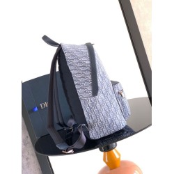 Premium Replica Dior Rider Canvas Backpack Dior Oblique jacquard blue Clone