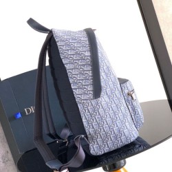 Premium Replica Dior Rider Canvas Backpack Dior Oblique jacquard blue Clone