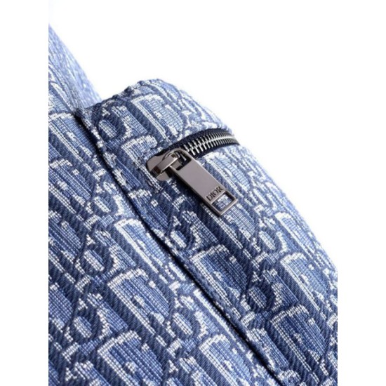 Premium Replica Dior Rider Canvas Backpack Dior Oblique jacquard blue Clone