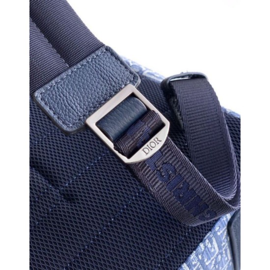 Premium Replica Dior Rider Canvas Backpack Dior Oblique jacquard blue Clone