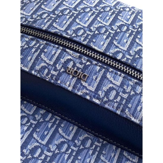 Premium Replica Dior Rider Canvas Backpack Dior Oblique jacquard blue Clone