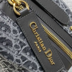 Premium Replica Dior Medium D-Journey bag denim jacquard with oblique motif blue Clone