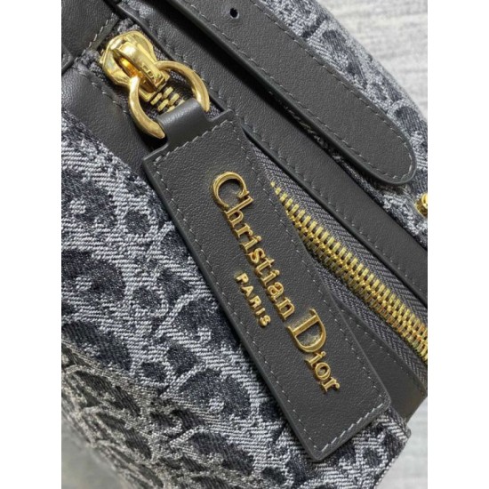 Premium Replica Dior Medium D-Journey bag denim jacquard with oblique motif blue Clone