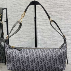 Premium Replica Dior Medium D-Journey bag denim jacquard with oblique motif blue Clone