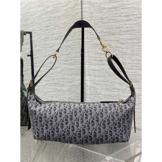Premium Replica Dior Medium D-Journey bag denim jacquard with oblique motif blue Clone