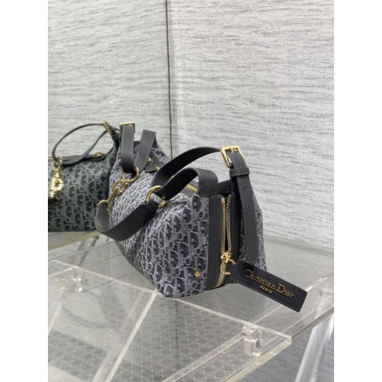 Premium Replica Dior Medium D-Journey bag denim jacquard with oblique motif blue Clone