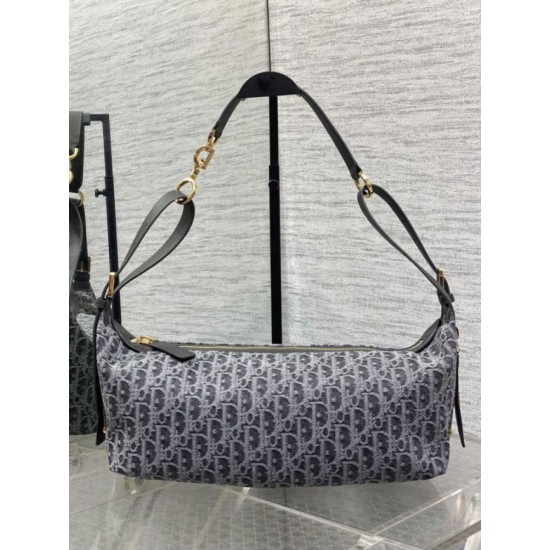 Premium Replica Dior Medium D-Journey bag denim jacquard with oblique motif blue Clone
