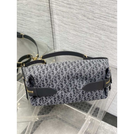 Premium Replica Dior Medium D-Journey bag denim jacquard with oblique motif blue Clone