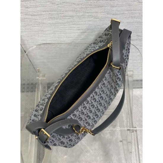 Premium Replica Dior Medium D-Journey bag denim jacquard with oblique motif blue Clone