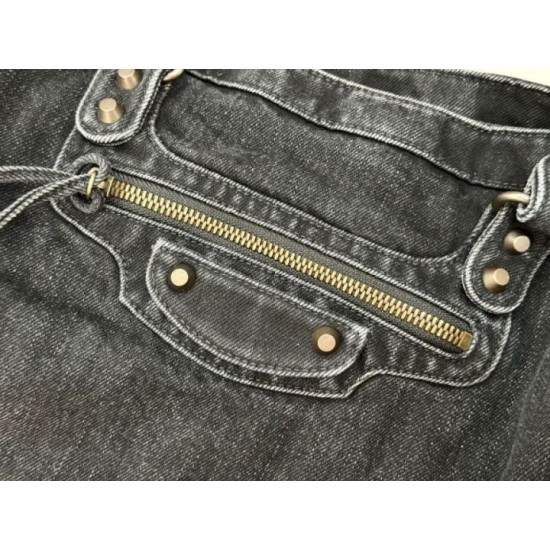 Premium Replica Balenciaga Le City bag black washed denim Clone