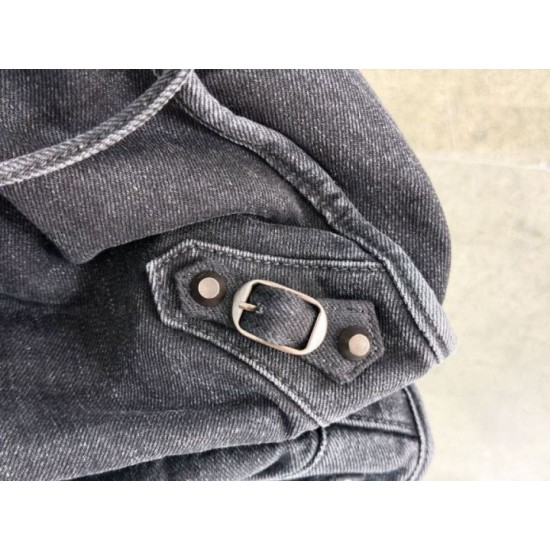 Premium Replica Balenciaga Le City bag black washed denim Clone