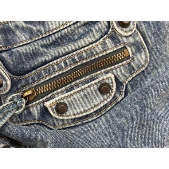 Premium Replica Balenciaga Le City bag blue washed denim Clone
