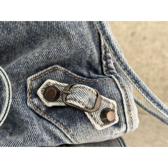 Premium Replica Balenciaga Le City bag blue washed denim Clone