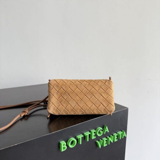 Premium Replica Bottega Veneta Concerto pouch brown intrecciato suede Clone