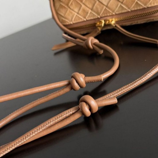 Premium Replica Bottega Veneta Concerto pouch brown intrecciato suede Clone