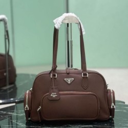 Premium Replica Prada medium top-handle bag brown Clone