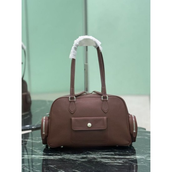 AAAA Fake Prada medium top-handle bag brown Inspired Knockoff Premium Replica Prada medium top-handle bag brown Clone