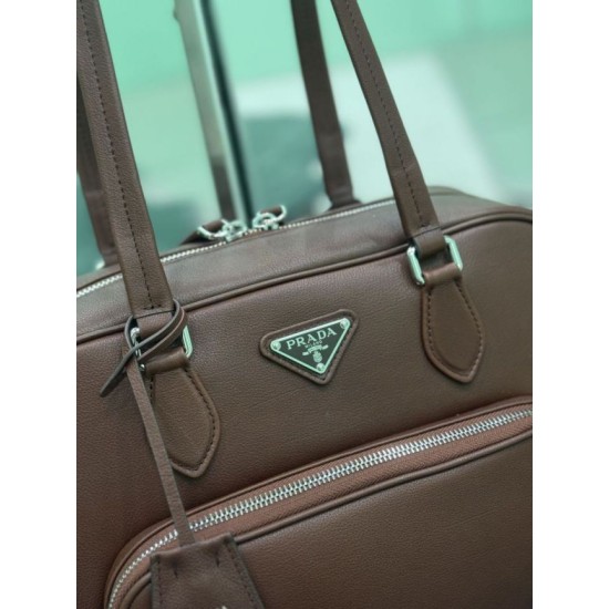 AAAA Fake Prada medium top-handle bag brown Inspired Knockoff Premium Replica Prada medium top-handle bag brown Clone