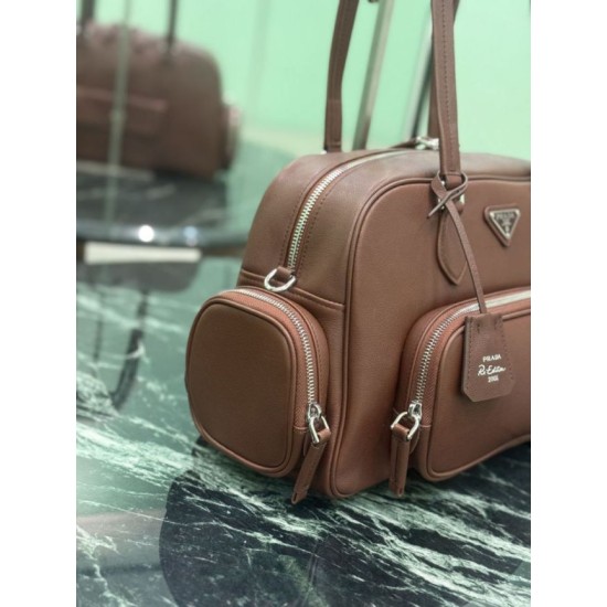 AAAA Fake Prada medium top-handle bag brown Inspired Knockoff Premium Replica Prada medium top-handle bag brown Clone