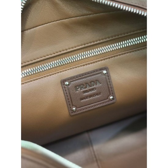 AAAA Fake Prada medium top-handle bag brown Inspired Knockoff Premium Replica Prada medium top-handle bag brown Clone