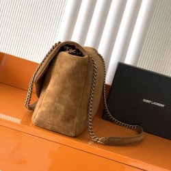 Premium Replica YSL Saint Laurent Calypso large shoulder bag brown suede Clone