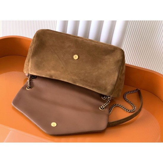 Premium Replica YSL Saint Laurent Calypso large shoulder bag brown suede Clone