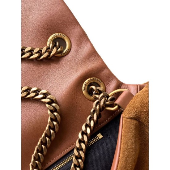 Premium Replica YSL Saint Laurent Calypso large shoulder bag brown suede Clone