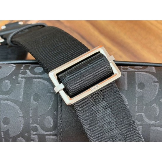 Replica Mens Dior Oblique Jacquard Shoulder Bag Black Clone Knockoff