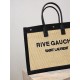 Fake YSL Saint Laurent Rive Gauche Embroidered Raffia Tote Bag Black Wholesale Replica YSL Saint Laurent Rive Gauche Embroidered Raffia Tote Bag Black Clone Knockoff