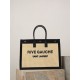 Fake YSL Saint Laurent Rive Gauche Embroidered Raffia Tote Bag Black Wholesale Replica YSL Saint Laurent Rive Gauche Embroidered Raffia Tote Bag Black Clone Knockoff