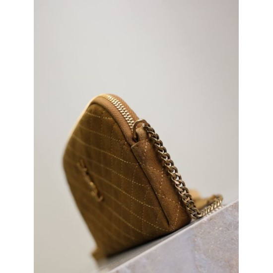 Replica YSL Saint Laurent Gaby Quilted Suede Shoulder Bag Yellow Clone Knockoff