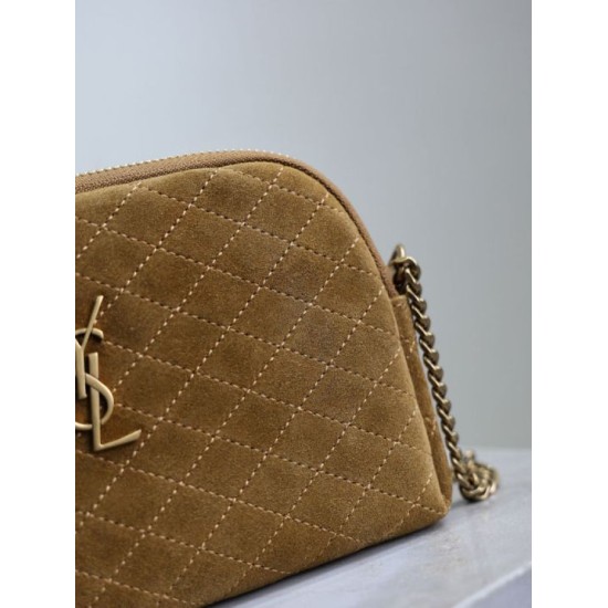 Replica YSL Saint Laurent Gaby Quilted Suede Shoulder Bag Yellow Clone Knockoff