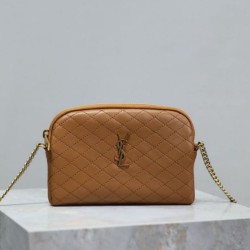 Replica YSL Saint Laurent Gaby Quilted Zip Pouch Brown Clone Knockoff