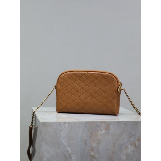 Replica YSL Saint Laurent Gaby Quilted Zip Pouch Brown Clone Knockoff