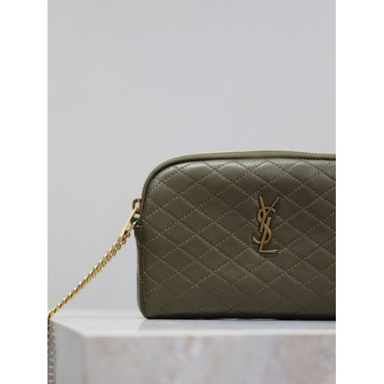 Replica YSL Saint Laurent Gaby Quilted Zip Pouch Blue Clone Knockoff